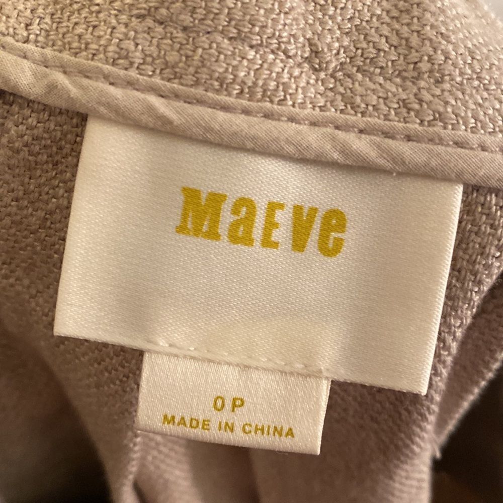 Anthropologie Maeve Embroidered Linen Pleated Skirt Size 0 - Picture 2 of 5